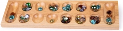 Drewniana gra Mancala z kolorowymi szklanymi kamykami Bigjigs Toys