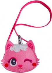 Zestaw kreatywny – mała filcowa torebka z kotkiem, różowa