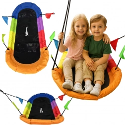 Huśtawka ogrodowa bocianie gniazdo prostokątna kolorowa 167 x 75 cm