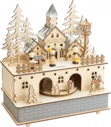 Small Foot Drewniana Pozytywka ze Światłem Zimowa Wioska