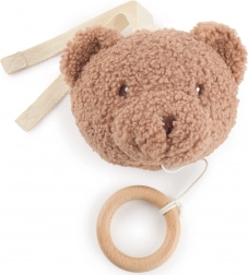 Zawieszana muzyczna zabawka miś Mika z drewnianym kółkiem