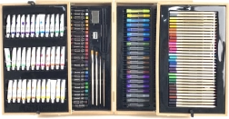 Profesjonalny zestaw artystyczny w drewnianej walizce, 174 elementy