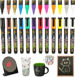 Kolorowe markery kredowe do szkła i tablic – zestaw 12 sztuk