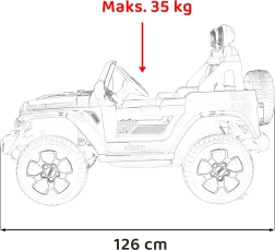 Elektryczny samochód JEEP Wrangler Rubicon dla dzieci z pilotem, czerwony, radio MP3 i koła EVA