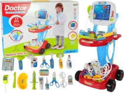 Wózek lekarski ze stolikiem i EKG, 17‑elementowy zestaw dla dzieci