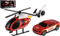 Strażacki zestaw ratowniczy z helikopterem i samochodem