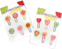 Drewniane spinacze biurowe serduszka lub kwiatuszki, zestaw 6 szt.