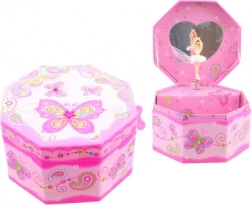 Pozytywka-szkatułka na biżuterię z motylami i baletnicą