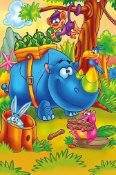 Drewniane puzzle Pracujący nosorożec 16 elementów