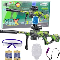 Karabin AWM na kulki wodne zielony z okularami 61 cm