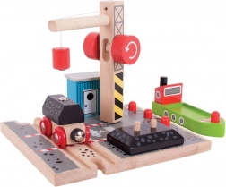 Bigjigs Rail Doki węglowe z dźwigiem