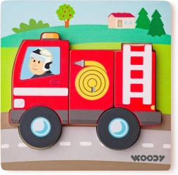 Woody Baby drewniane puzzle wkładane – wóz strażacki, 5 elementów - 1 szt.