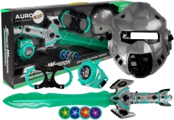 Kosmiczny zestaw zabawek z mieczem świetlnym, maską i miotaczem dysków