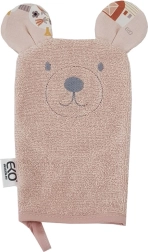 EKO bawełniana myjka z uszkami Bear rose pink 20 × 15 cm