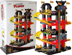 Pięciopoziomowe garaże parkingowe z windą na baterie i 10 autkami, ze światłami