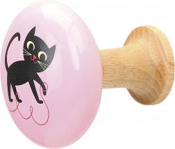 Drewniane wieszaki Kot i czerwony ornament