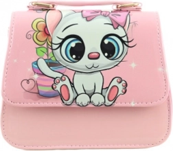 Dziecięca torebka z motywem kotka, różowa, błyszcząca