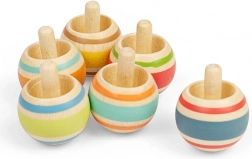 Drewniana bączek z kolorowymi paskami