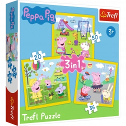Puzzle 3w1 – ŚWINKA PEPPA – Wesoły dzień Peppy