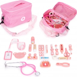 Drewniany zestaw lekarski z torbą dla dzieci 24 elementy ECOTOYS