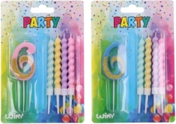 Świeczka imprezowa numer 6 i 4 sztuki świeczek