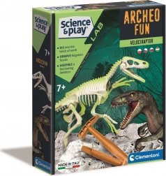 Clementoni Science & Play ArcheoFun: świecący szkielet welociraptora