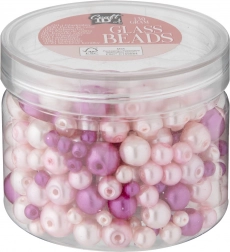 Zestaw szklanych koralików w odcieniach różu