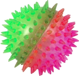 Przezroczysta piłeczka z kolcami 8,5 cm z dwukolorowym światłem
