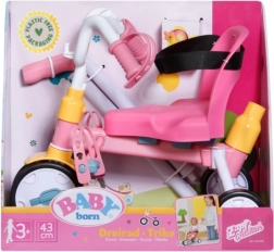 Baby Born trójkołowy rowerek z drążkiem prowadzącym i pasami bezpieczeństwa