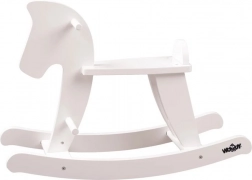 Drewniany konik na biegunach – biały