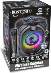 Bezprzewodowy głośnik karaoke z mikrofonem, efektami świetlnymi i wyświetlaczem