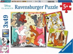 Ravensburger puzzle Disney Classics: zwierzątka w dobrym nastroju 3×49 elementów