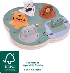 Drewniane 3D puzzle dźwiękowe SAFARI dla dzieci