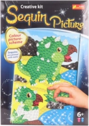 Obraz z błyszczącymi cekinami Dinozaur