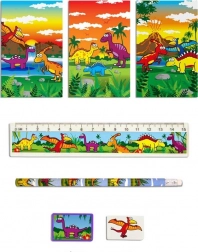 Zestaw piśmienniczy z motywem dinozaurów