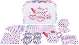 Dziecięcy serwis do herbaty w kropki w walizeczce