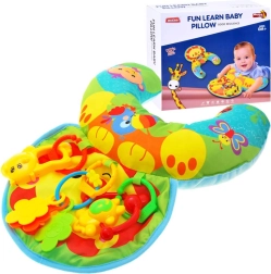 Stabilizująca poduszka dla niemowląt z grzechotkami i szeleszczącą podkładką – Lew