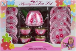 Blaszany zestaw do herbaty z kwiatami dla dzieci