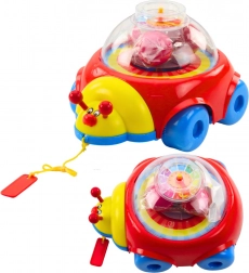 Biedronka do ciągnięcia z kuleczkami i zegarem dla dzieci