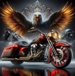 Diamentowe malowanie motocykl z orłem 30 × 40 cm