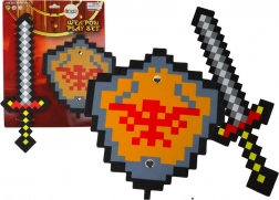 Piankowy rycerski zestaw z pikselowym mieczem i tarczą