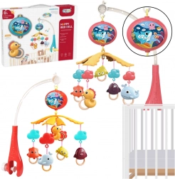 Karuzela nad łóżeczko z projektorem i pilotem – czerwona