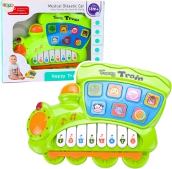 Dziecięce elektryczne edukacyjne pianinko lokomotywa – zielone