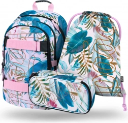 Zestaw BAAGL Skate Leafs: plecak, piórnik i worek