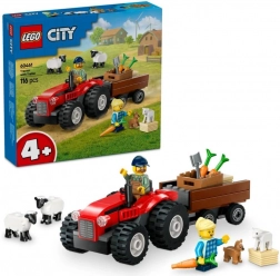 LEGO City Czerwony traktor z przyczepą i owcami