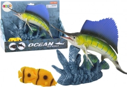 Figurka Miecznika na Rafie Koralowej z Rybkami