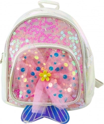 Dziecięcy plecaczek z tiulową kokardą biały