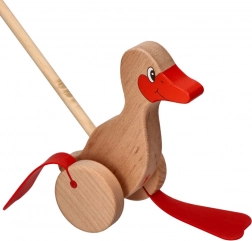 Drewniana kaczka do pchania dla dzieci