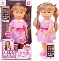 Chodząca lalka NATALIA ze smartfonem 41 cm