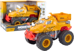 Samochodzik terenowy dinozaur z napędem ciernym pomarańczowy